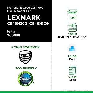 WPP 200696 Remanufactured Cyan High Yield Toner Cartridge for Lexmark C540