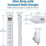 Tripp Lite Surge Protector Power Strip 7-Outlet with 2 USB Ports 6ft Cord White (TLP616USB)