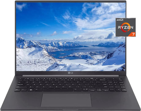 LG 2023 UltraPC Thin Slim Lightweight Laptop, 16 Inch WUXGA 1920x1200 Anti-Glare IPS Display, Ryzen 7 5825U 8Cores Up to 4.5GHz, 16GB RAM 1TB SSD, AMD Radeon, Win11, Gray +CUE Accessories 16GB RAM | 1TB SSD