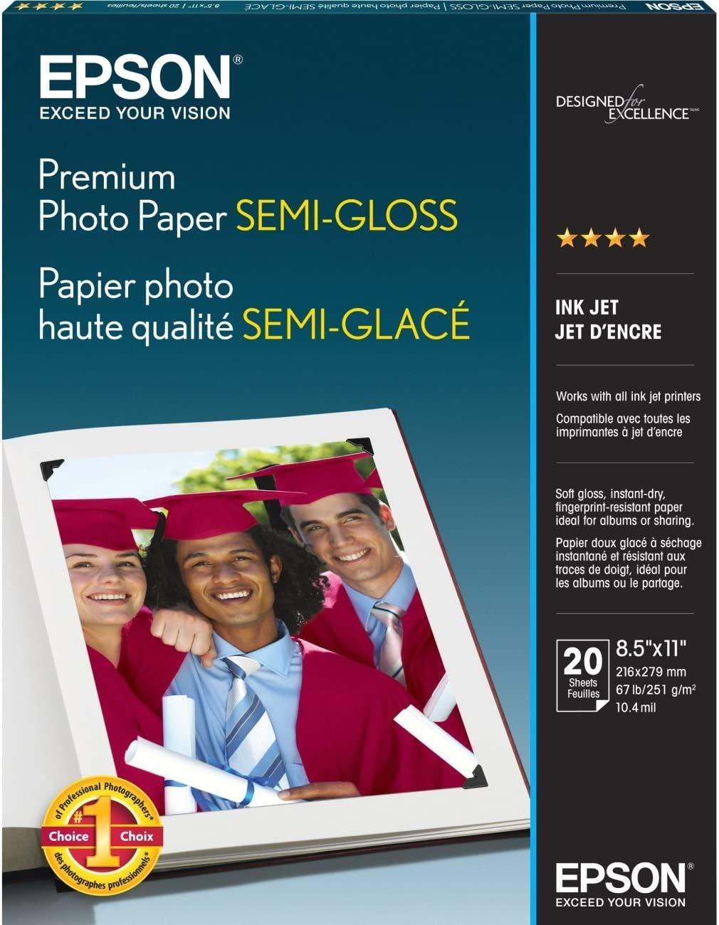 S041331 Paper, Premium SEMIGLOSS Photo, Epson Print Media Aqueous Cut Sheet