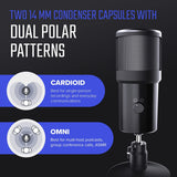 Creative Live! Mic M3 USB Microphone with Cardioid/Omni Polar Patterns, Real-time Mic-monitoring, Mute Button with LED Indicator, 24-bit/96kHz Studio-grade Recording, Detachable Pop Filter/Table Stand