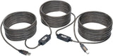 Tripp Lite USB 2.0 Hi-Speed Active Repeater Cable A/B-M/M 480Mbps, 50' (U042-050), Metallic/Silver/Translucent 50 ft.