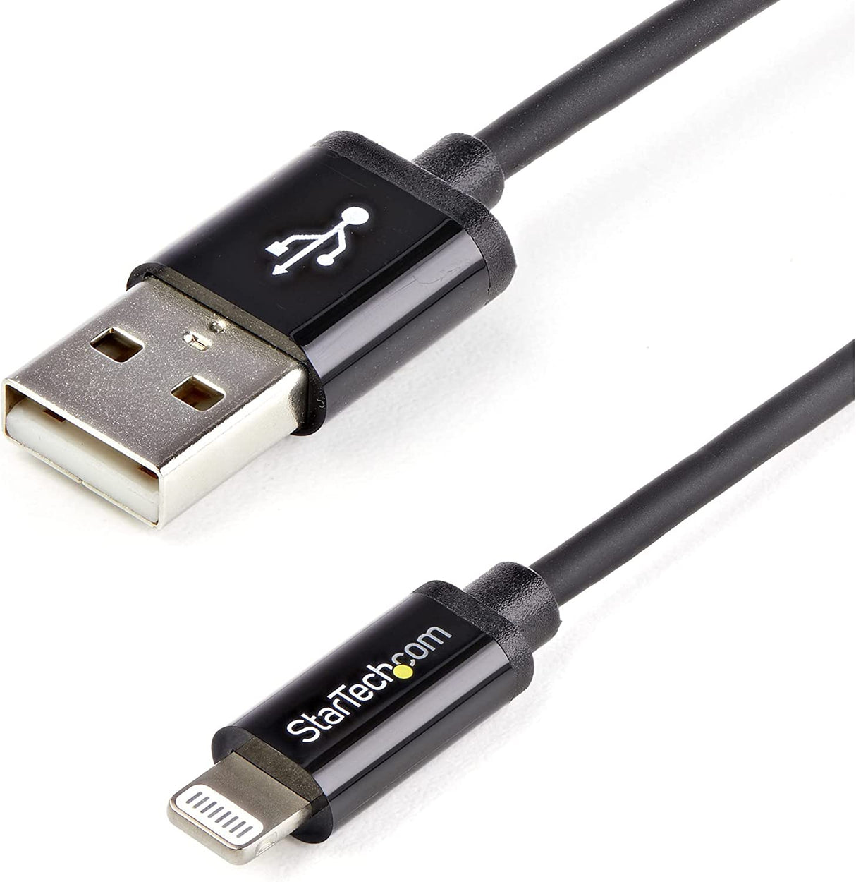 StarTech.com 2m (6ft) Long Black Apple 8-pin Lightning Connector to USB Cable for iPhone / iPod / iPad - Charge and Sync Cable (USBLT2MB) 6ft Black