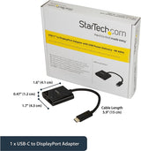 Startech USB C to DisplayPort Adapter - with Power Delivery (USB PD) - Power Pass Through Charging - 4K 60Hz - USB-C to DisplayPort Black 4K 60Hz w/ 60W PD Charge