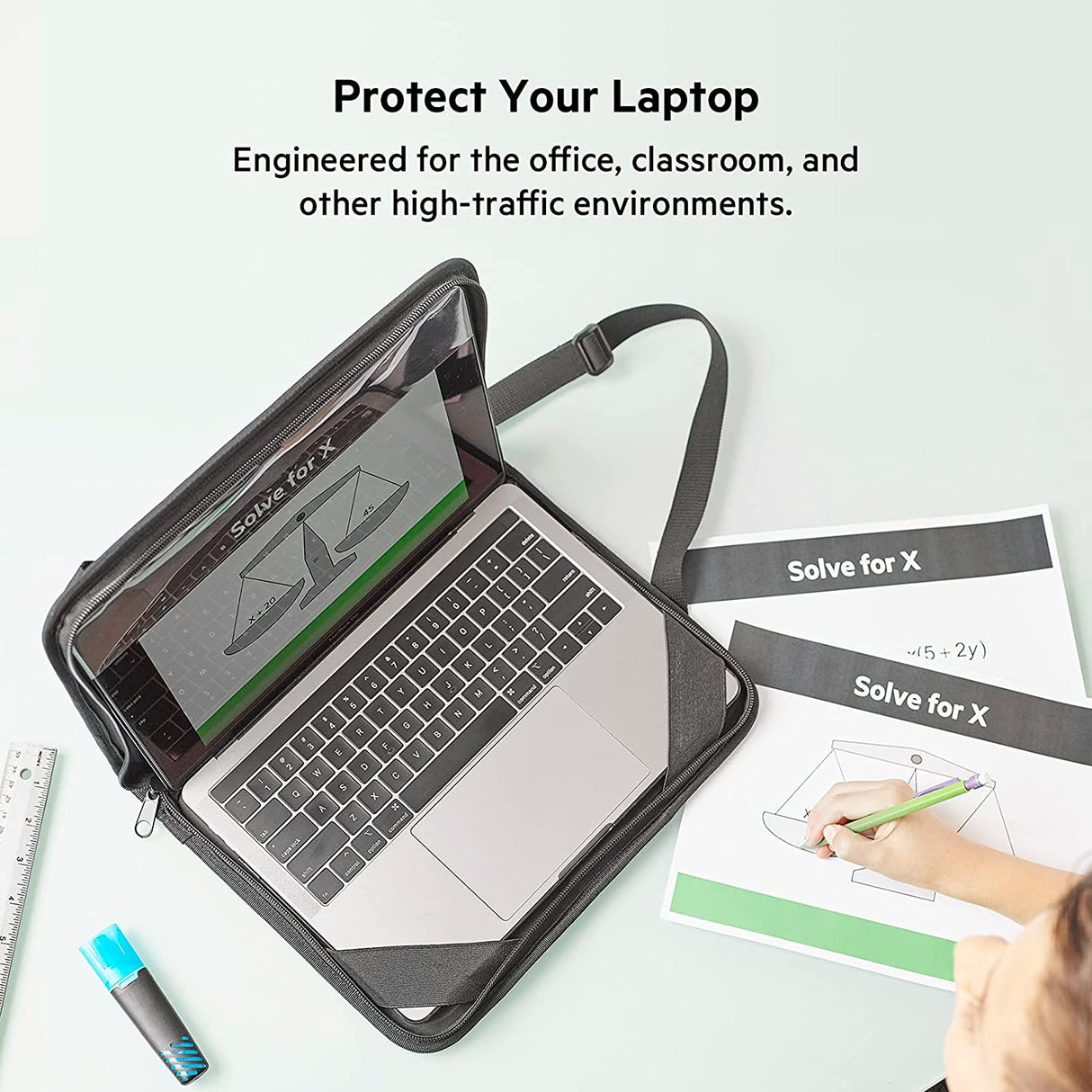 Belkin Always-On Laptop Sleeve Case Compatible with up to 14 inch Laptop, Tablet, ChromeBook, iPad and MacBook for Device Protection with Two Pockets 14" or smaller Always-On