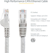 StarTech.com 1ft CAT6 Ethernet Cable - Gray CAT 6 Gigabit Ethernet Wire -650MHz 100W PoE RJ45 UTP Network/Patch Cord Snagless w/Strain Relief Fluke Tested/Wiring is UL Certified/TIA (N6PATCH1GR) Gray 1 ft / 0.3 m 1 Pack