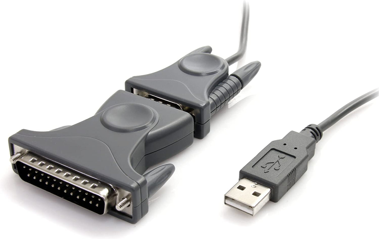 StarTech.com USB to Serial Adapter - 3 ft / 1m - with DB9 to DB25 Pin Adapter - Prolific PL-2303 - USB to RS232 Adapter Cable (ICUSB232DB25),Gray DB9 or DB25 Adapter