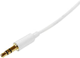 StarTech.com 1m White Slim 3.5mm Stereo Audio Cable - 3.5mm Audio Aux Stereo - Male to Male Headphone Cable - 2x 3.5mm Mini Jack (M) White (MU1MMMSWH)