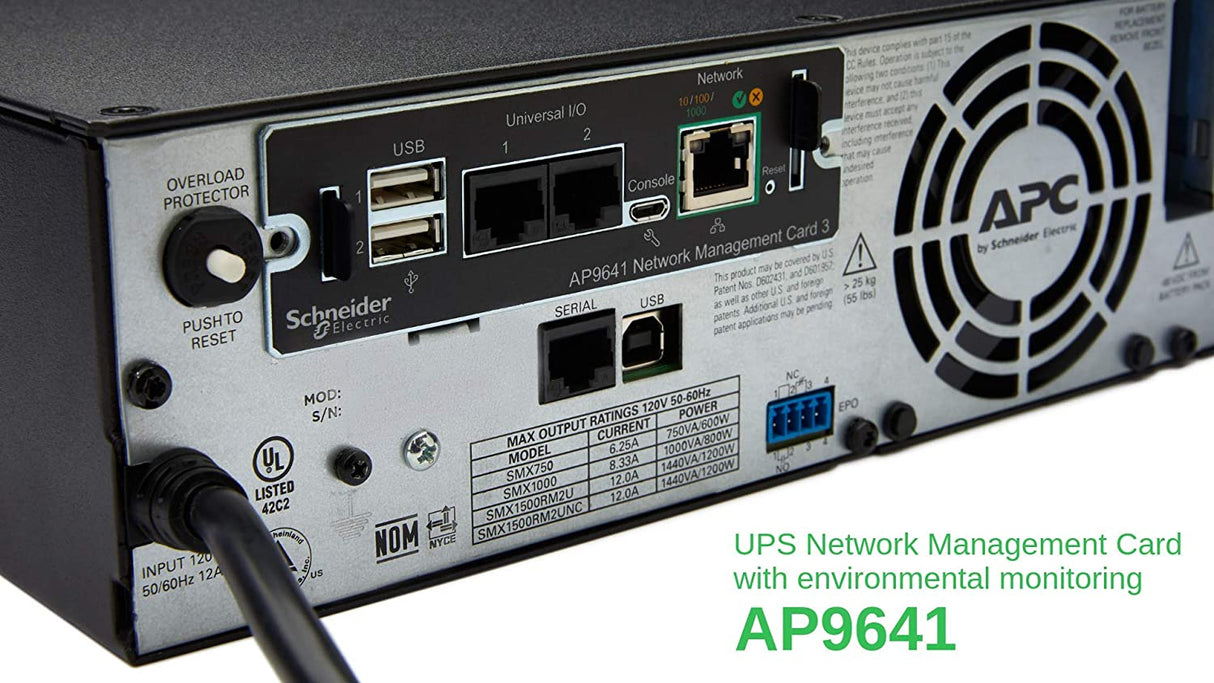 APC UPS Network Management Card 3 with 2 USB ports and Temperature Monitoring, Newest Model 2020 (AP9641) AP9641 UPS