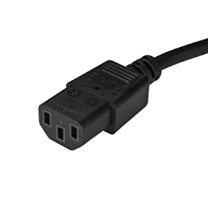 StarTech.com 10ft (3m) Computer Power Cord, Flat NEMA 5-15P to C13, 10A 125V, 18AWG, Black Replacement AC Power Cord, PC Power Supply Cable, Monitor/Printer Power Cable - UL Listed (PXTF10110) 10 ft