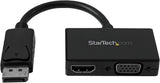 StarTech.com 2 in 1 Displayport Adapter - DisplayPort to HDMI or VGA - DisplayPort Adapter - 1920x1200 - Travel Adapter (DP2HDVGA) VGA - HDMI (Black) DisplayPort (Input)