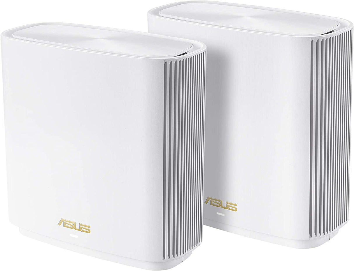 ASUS ZenWiFi XT9 AX7800 Tri-Band WiFi6 Mesh WiFiSystem (2Pack), 802.11ax, up to 5700 sq ft &amp; 6+ Rooms, AiMesh, Lifetime Free Internet Security, Parental Controls, 2.5G WAN Port, UNII 4, White