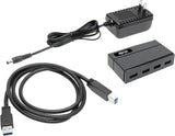 Tripp Lite 4 Port Powered USB Hub, USB 3.0 Hub, USB-A Ports, 2.4A, Black (U360-004-2F)