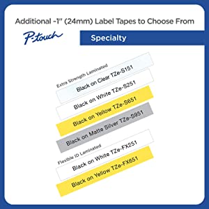Brother Genuine P-touch TZE-S251 Tape, 1" (0.94") Wide Extra-Strength Adhesive Laminated Tape, Black on White, Laminated for Indoor or Outdoor Use, Water-Resistant, 0.94" x 26.2' (24mm x 8M), TZES251 Black on White 0.94 x 26.2 Inches Tape Cassette