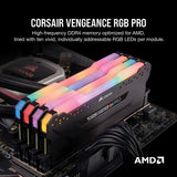 Corsair Vengeance RGB Pro 32GB (2x16GB) DDR4 3600 (PC4-28800) C18 AMD Optimized Memory – Black 3600MHz
