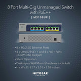 NETGEAR 8-Port Ultra60 PoE Multi-Gigabit Ethernet Unmanaged Network Switch (MS108UP) - with 4 x PoE++ and 4 x PoE+ @ 230W, Desktop or Wall Mount, and Limited Lifetime Protection
