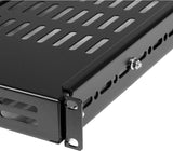 StarTech.com 1U Adjustable Vented Server Rack Mount Shelf - 175lbs - 19.5 to 38in Adjustable Mounting Depth Universal Tray for 19" AV/ Network Equipment Rack - 27.5in Deep (ADJSHELF) 175 lbs | Vented Shelf