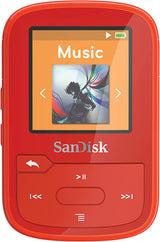 SanDisk 16GB Clip Sport Plus MP3 Player, Red - Bluetooth, LCD Screen, FM Radio - SDMX28-016G-G46R Red 16GB MP3 Player
