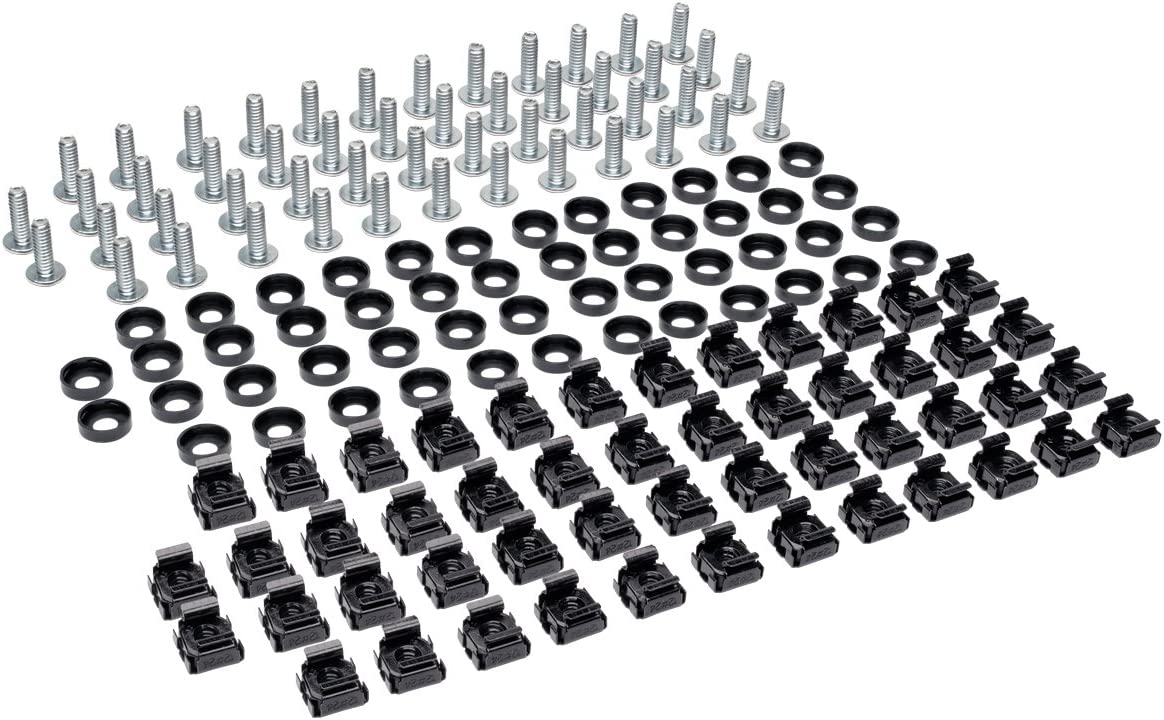 Tripp Lite Rack Enclosure Square Hole Hardware 50-Piece Kit with 12-24 Screws and Washers Components SRCAGENUTS1224, Black