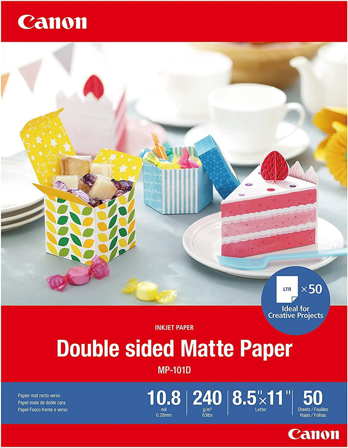 Canon 8.5" x 11" Letter-Size Double Sided Matte Photo Paper/50 Sheets – Perfect for Arts and Crafts (4076C004)