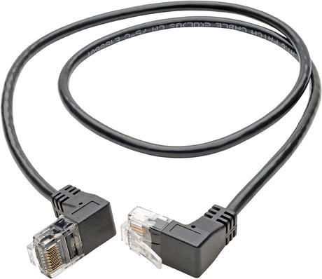 TRIPP LITE Cat6 Gigabit Patch Cable Snagless Right-Angle Utp Slim, 2', Black (N201-SR2-BK)