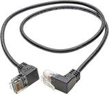 TRIPP LITE Cat6 Gigabit Patch Cable Snagless Right-Angle Utp Slim, 1', Black (N201-SR1-BK)
