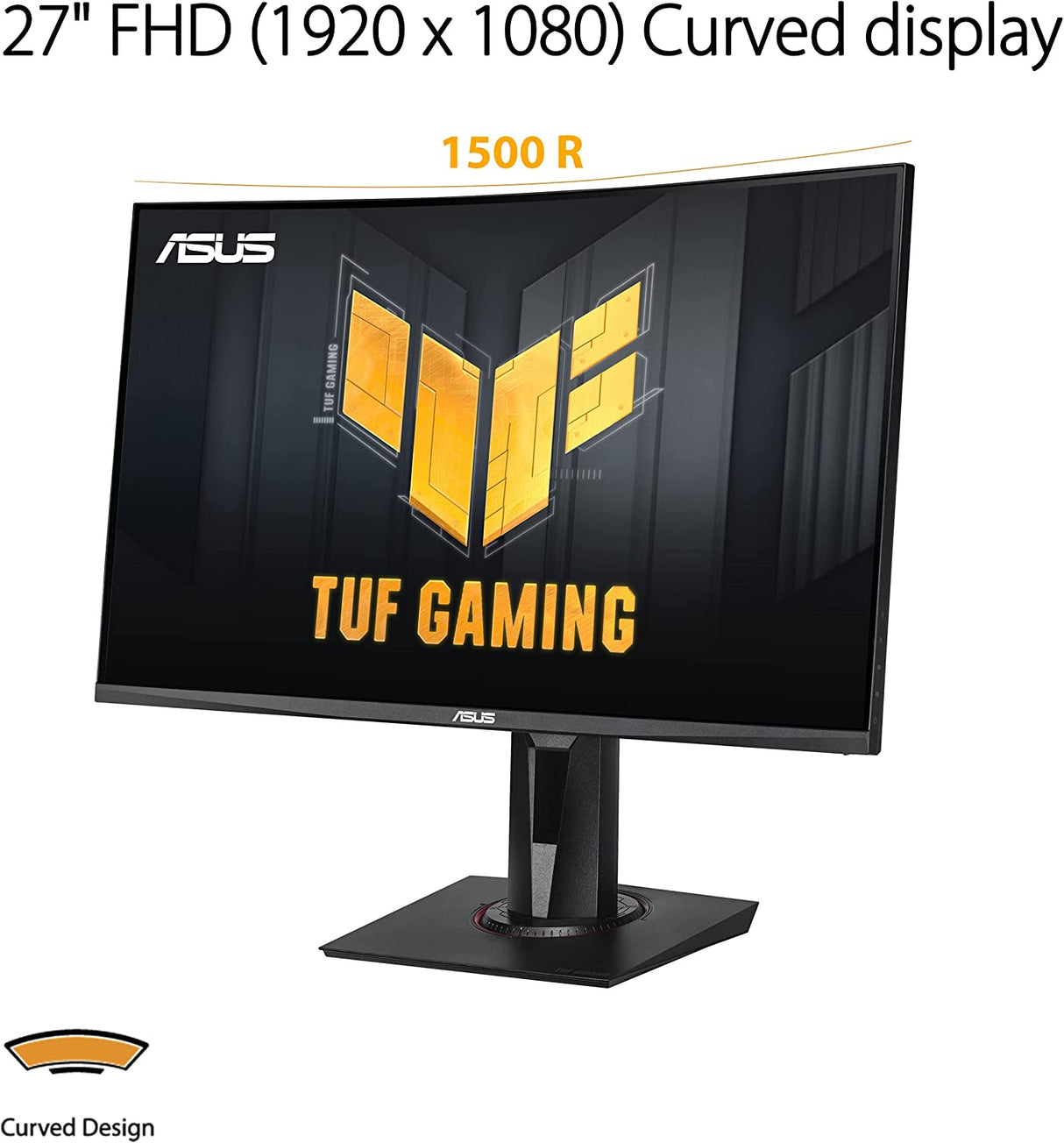 ASUS 27” 1080P TUF Gaming Curved HDR Monitor (VG27VQM) - Full HD, 240Hz, 1ms, Extreme Low Motion Blur, Adaptive-Sync, Freesync™ Premium, Speakers, Eye Care, HDMI, DisplayPort, USB, Height Adjustable