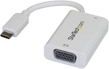 StarTech.com USB C to VGA Adapter with Power Delivery - 1080p USB Type-C to VGA Monitor Video Converter w/ Charging - 60W PD Pass-Through - Thunderbolt 3 Compatible - White (CDP2VGAUCPW)