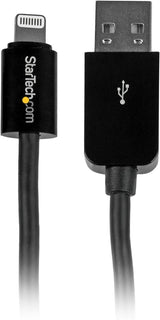 StarTech.com 3m (10ft) Long Black Apple® 8-pin Lightning Connector to USB Cable for iPhone / iPod / iPad - Charge and Sync Cable (USBLT3MB) 10ft Black
