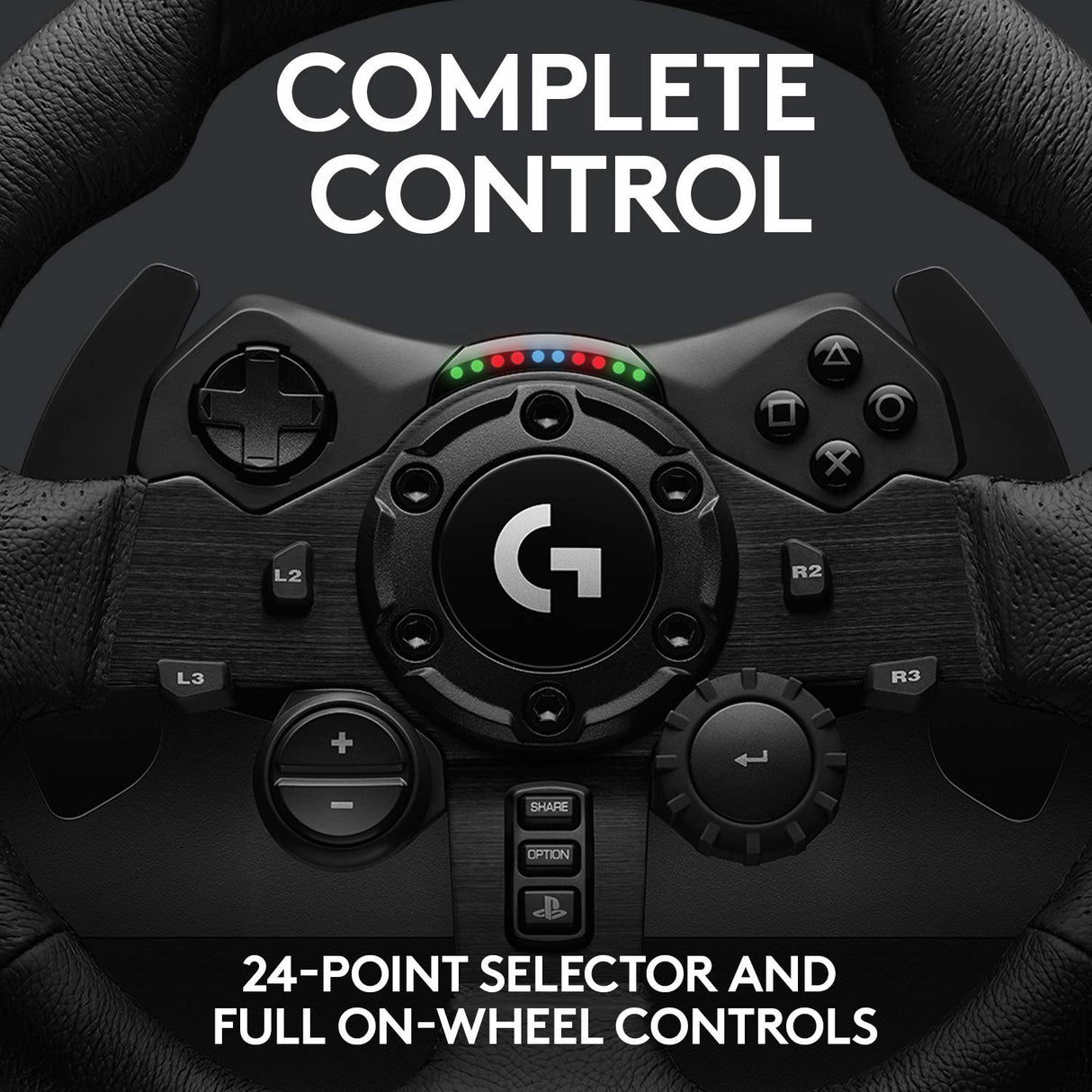 Logitech G923 Racing Wheel and Pedals for PS 5, PS4 and PC featuring TRUEFORCE up to 1000 Hz Force Feedback, Responsive Pedal, Dual Clutch Launch Control, and Genuine Leather Wheel Cover PlayStation|PC Wheel Only