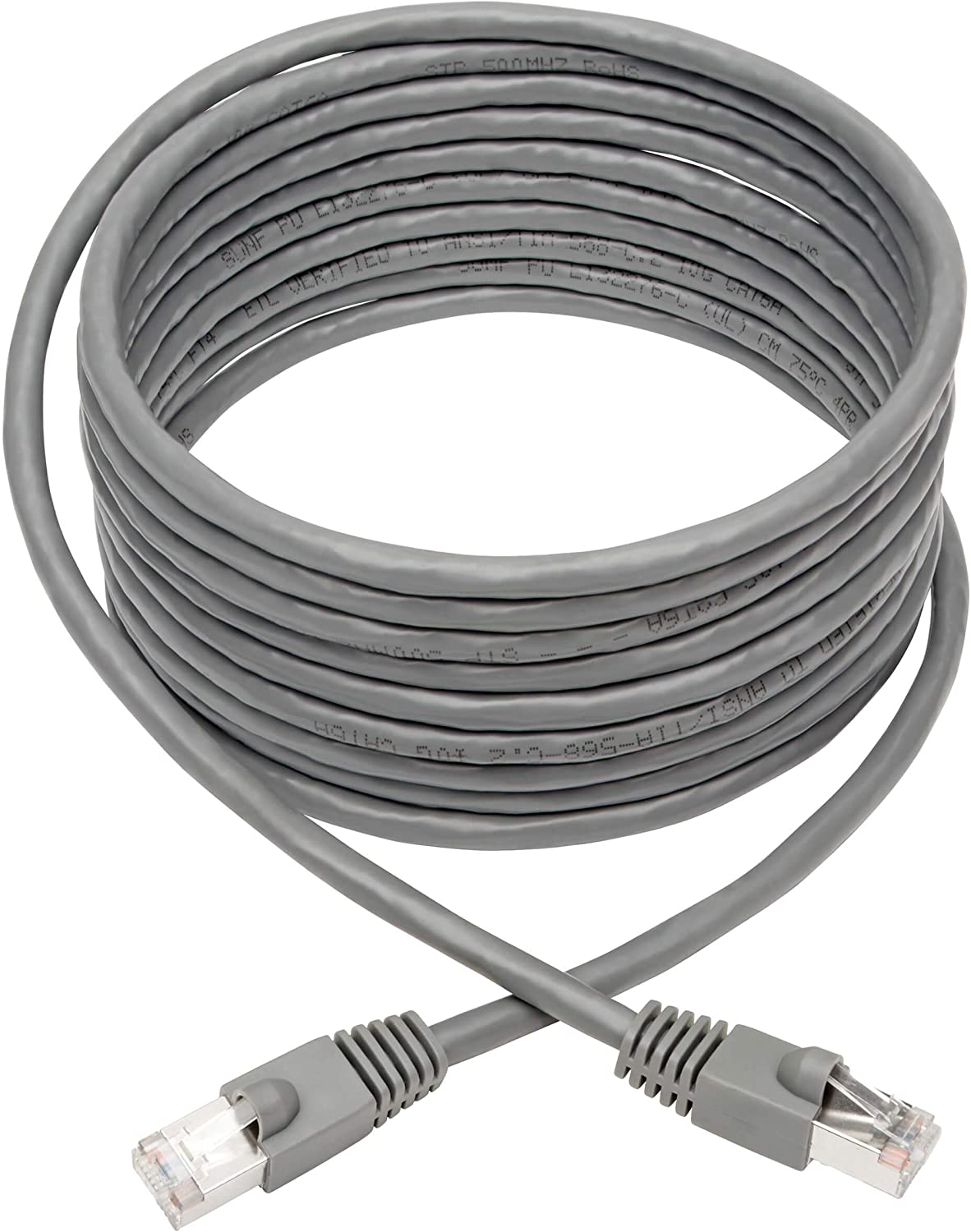 Tripp Lite Cat6a Ethernet Cable, 10G-Certified Patch Cable, Snagless, Shielded STP PoE Ethernet Cord, 15 ft, Gray (N262-025-GY) 25ft. Gray