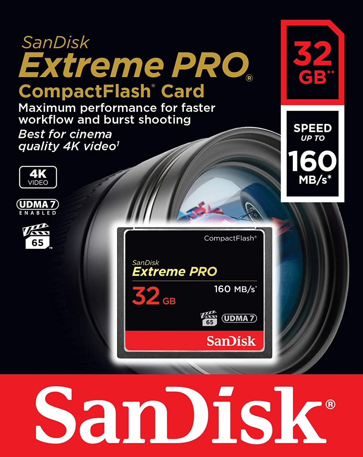 SanDisk Extreme PRO 32GB CompactFlash Memory Card UDMA 7 Speed Up to 160MB/s- SDCFXPS-032G-X46