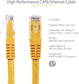 StarTech.com 25ft CAT6 Ethernet Cable - Yellow CAT 6 Gigabit Ethernet Wire -650MHz 100W PoE++ RJ45 UTP Molded Category 6 Network/Patch Cord w/Strain Relief/Fluke Tested UL/TIA Certified (C6PATCH25YL) Yellow 25 ft / 7.6 m 1 Pack
