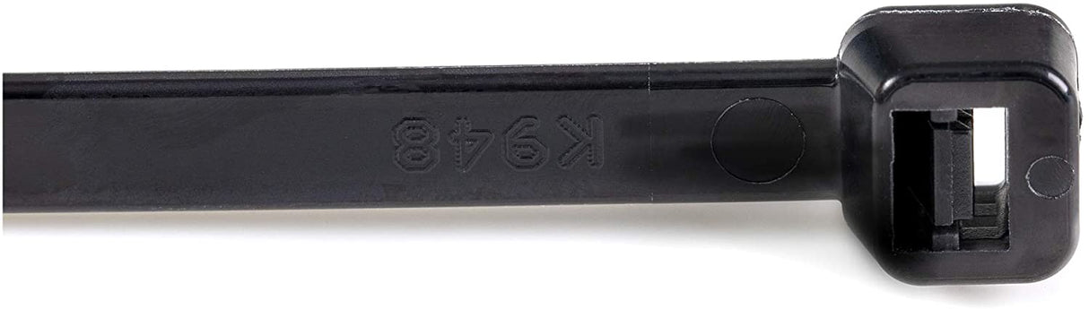 StarTech.com 10"(25cm) Cable Ties - 1/8"(4mm) Wide, 2-5/8"(68mm) Bundle Diameter, 50lb(22kg) Tensile Strength, Nylon Self Locking Zip Ties w/Curved Tip - 94V-2/UL Listed, 100 Pack - Black 10 in | 50 lbs (22kg) Standard w/Self Locking 100