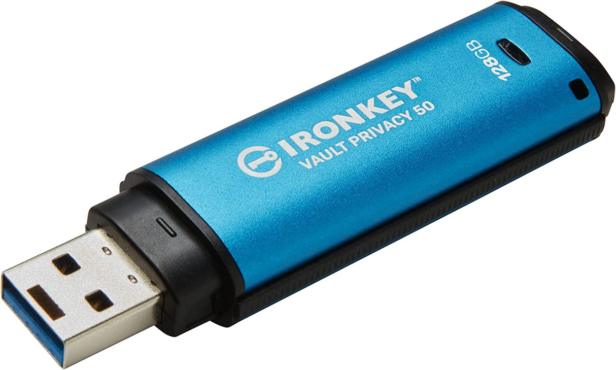 Kingston IronKey Vault Privacy 50 128GB Encrypted USB | FIPS 197 | AES-256bit | BadUSB Attack Protection | Multi-Password Options | IKVP50/128GB