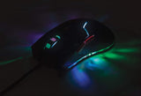 Manhattan Wired Gaming Mouse – 800 / 1200 / 1600 / 2400 Adjustable DPI Resolution – Ergonomic Grip Shape &amp; Color LED Lights - Red / Black, 176071