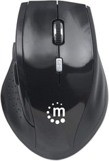 Manhattan Curve Wireless Optical Mouse - with Auto Power Management - for Laptops &amp; Computers - Black, 179386