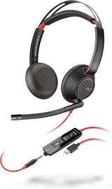 Poly - Blackwire 5220 USB-C Headset (Plantronics) - Wired, Dual Ear (Stereo) Computer Headset with Boom Mic - USB-C, 3.5 mm to connect to your PC, Mac, Tablet and/or Cell Phone