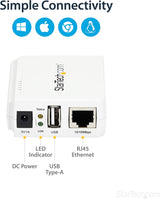 StarTech.com StarTech.com 1-Port Wireless N USB 2.0 Network Print Server - 10/100 Mbps Ethernet USB Printer Server Adapter - Windows 10 - 802.11 b/g/n (PM1115UW) Wireless USB Print Server