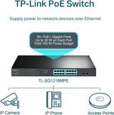 TP-Link TL-SG1218MPE | 16 Port Gigabit PoE Switch | Easy Smart Managed | 16 PoE+ Ports @250W, 2 Non-PoE Ports, 2 Combo SFP Slots | QoS, Vlan, IGMP &amp; LAG | Limited Lifetime Protection | Port Priority 18 Port w/ 16 PoE+ Port
