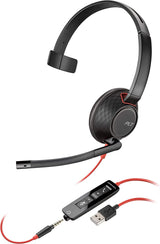 Poly Plantronics - Blackwire 5210 - Wired, Single Ear (Monaural) Headset with Boom Mic - Computer Headset - USB-A, 3.5 mm to connect to your PC, Mac, Tablet and/or Cell Phone
