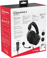 HyperX Cloud Alpha S - PC Gaming Headset, 7.1 Surround Sound, Adjustable Bass, Dual Chamber Drivers, Chat Mixer, Breathable Leatherette, Memory Foam, and Noise Cancelling Microphone – Blackout Black Wired Cloud Alpha S Headset