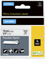 DYMO Industrial Flexible Nylon Labels, 3/4", Black on White, 18489, DYMO Authentic 3/4" Black on White