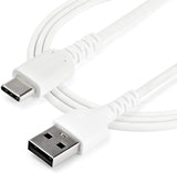 StarTech.com 2m USB A to USB C Charging Cable - Durable Fast Charge &amp; Sync USB 2.0 to USB Type C Data Cord - Rugged TPE Jacket Aramid Fiber M/M 60W White - Samsung S10, iPad Pro, Pixel (RUSB2AC2MW) White 2m