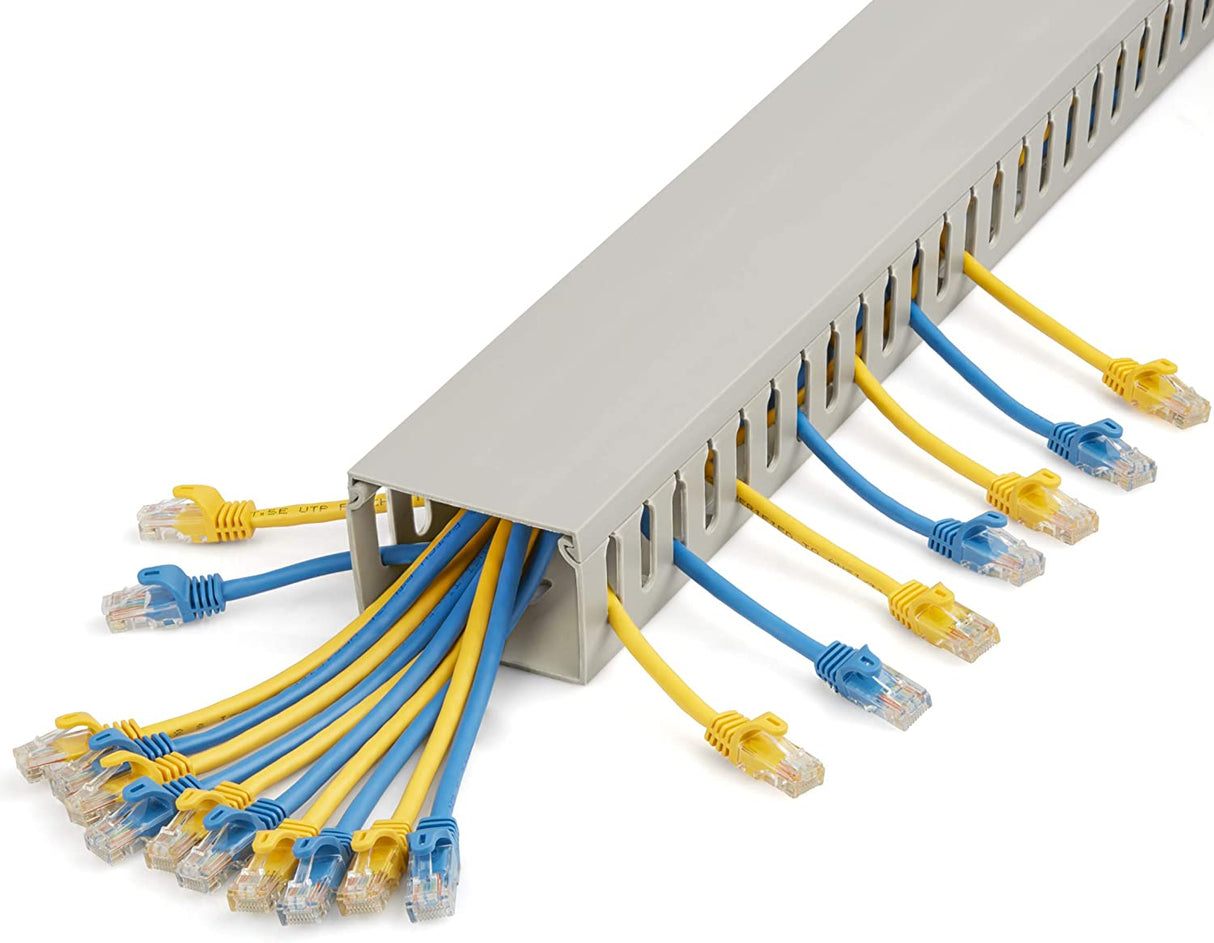 StarTech.com Open Slot Cable Management Raceway with Cover, 3"(75mm) W x 2"(50mm) H - 6.5ft(2m) Length - 1/4"(8mm) Slots, PVC Network Cable Hider/Wall Wire Duct, Max 180 Cables, UL Listed (CBMWD7550) 3.0 in (75 mm) x 2.0 in (5 cm)