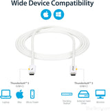 StarTech.com 20Gbps Thunderbolt 3 Cable - 6.6ft/2m - White - 4k 60Hz - Certified TB3 USB-C to USB-C Charger Cord w/ 100W Power Delivery (TBLT3MM2MW) 6ft 20Gbps | White