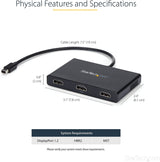 StarTech.com 3-Port Multi Monitor Adapter - Mini DisplayPort to HDMI MST Hub - Triple 1080p/Dual 4K 30Hz - Video Splitter for Extended Desktop Mode on Windows Only - mDP 1.2 to 3x HDMI (MSTMDP123HD)