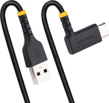 StarTech.com 6in (15cm) USB A to C Charging Cable Right Angle - Heavy Duty Fast Charge USB-C Cable - USB 2.0 A to Type-C - Rugged Aramid Fiber - 3A - Short USB Charging Cord (R2ACR-15C-USB-CABLE)