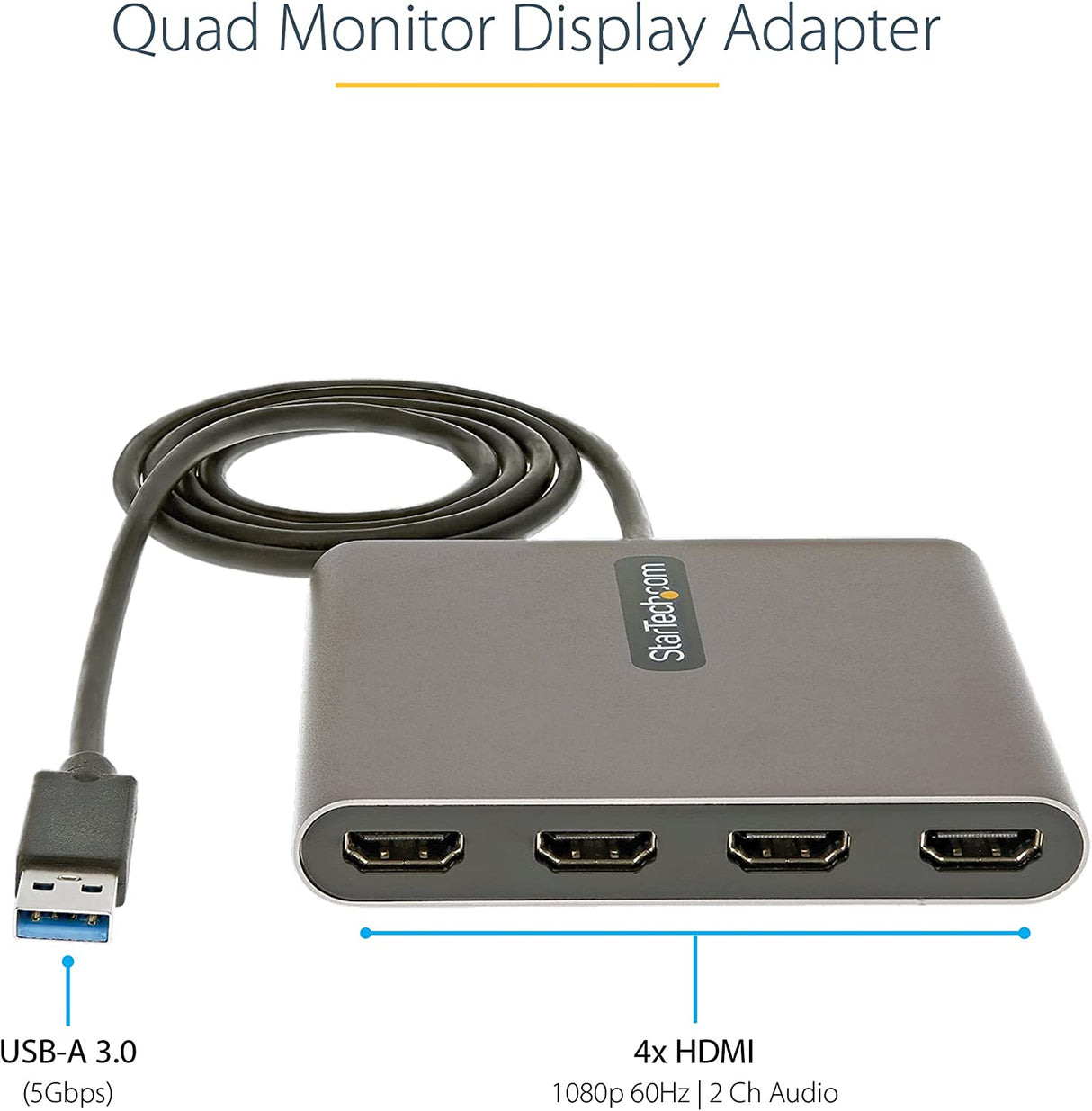 USB 3.0 to Dual HDMI Adapter – 1x 4K 30Hz & 1x 1080p – External