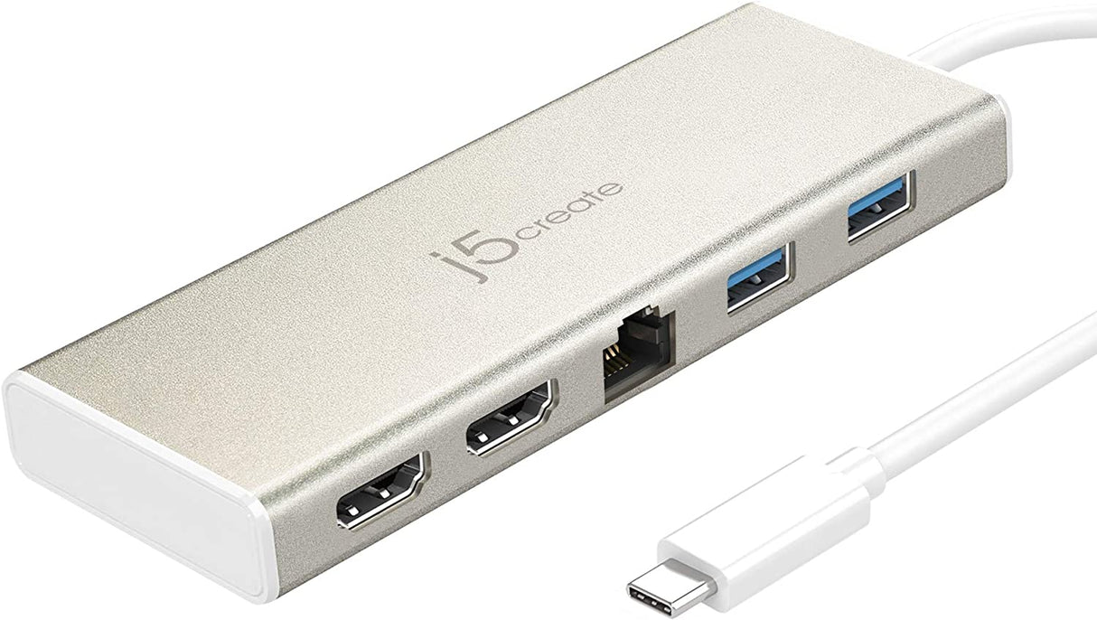 J5 create j5create USB-C Mini Dock- Type C Hub with 2X 4K HDMI, 2X USB 3.0, Ethernet, Power Delivery 2.0
